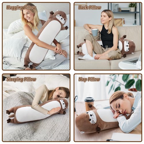 Sprinqdawin Large Otter Stuffed Animal,33.5” Long Otter Plush,Cute Plushies Animal Body Pillow,Kawaii Big Plush Toys Animals Gifts,Animals Sleeping Hugging Pillow Cushion for Kids Birthday