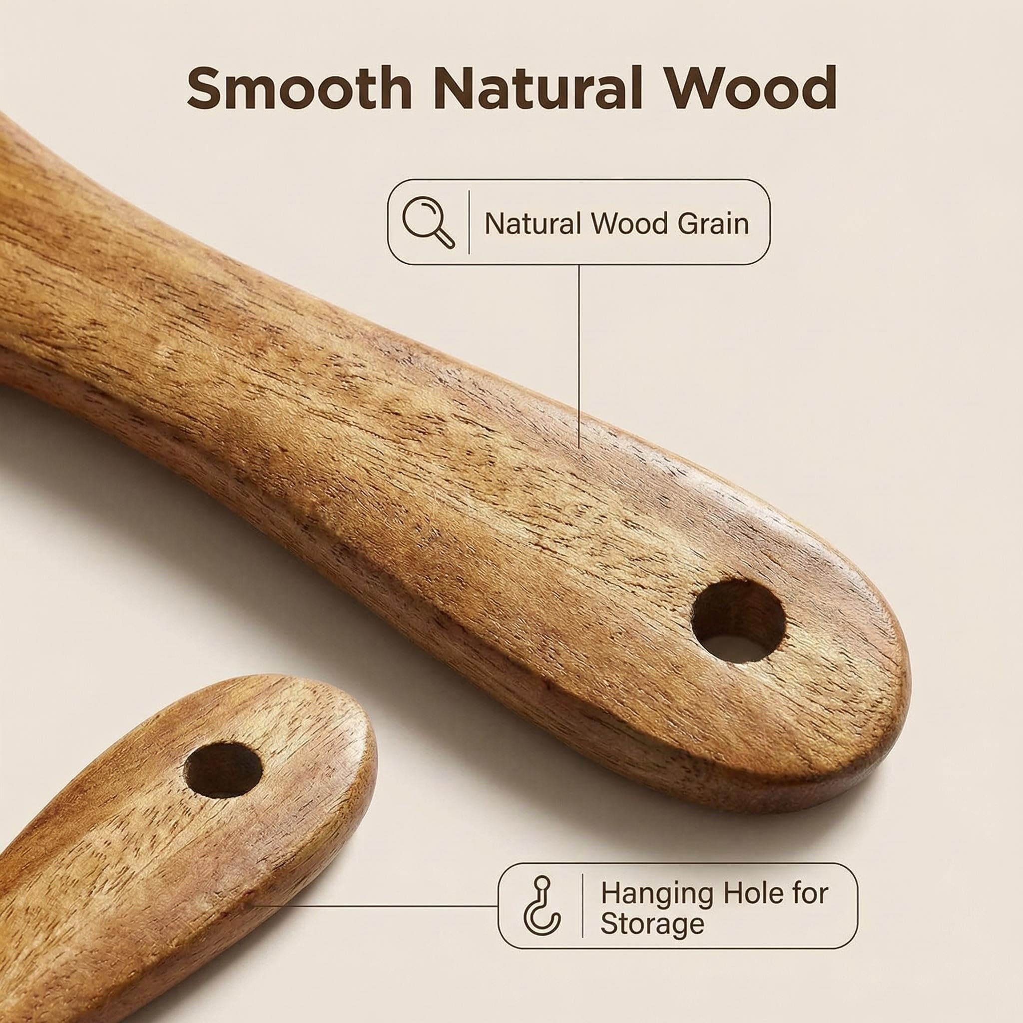 AOOSY Skinny Spurtle,11" Acacia Wood Spatula for Sourdough, Mixing