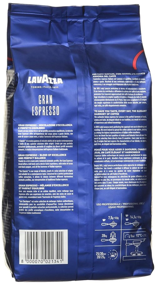 Lavazza Grand Espresso Whole Bean Coffee - Medium Roast, 2.2 lbs (Pack of 2)
