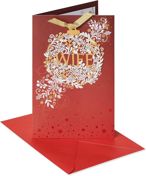 American Greetings Christmas Card - Romantic Holiday Greeting with Keepsake Ornament for Wife