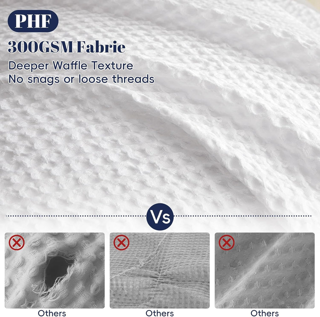 PHF Waffle Weave Duvet Cover Set - Ultra Soft Luxury King Size Bedding | 3-Piece White Set with 2 Pillow Shams (104"x90")
