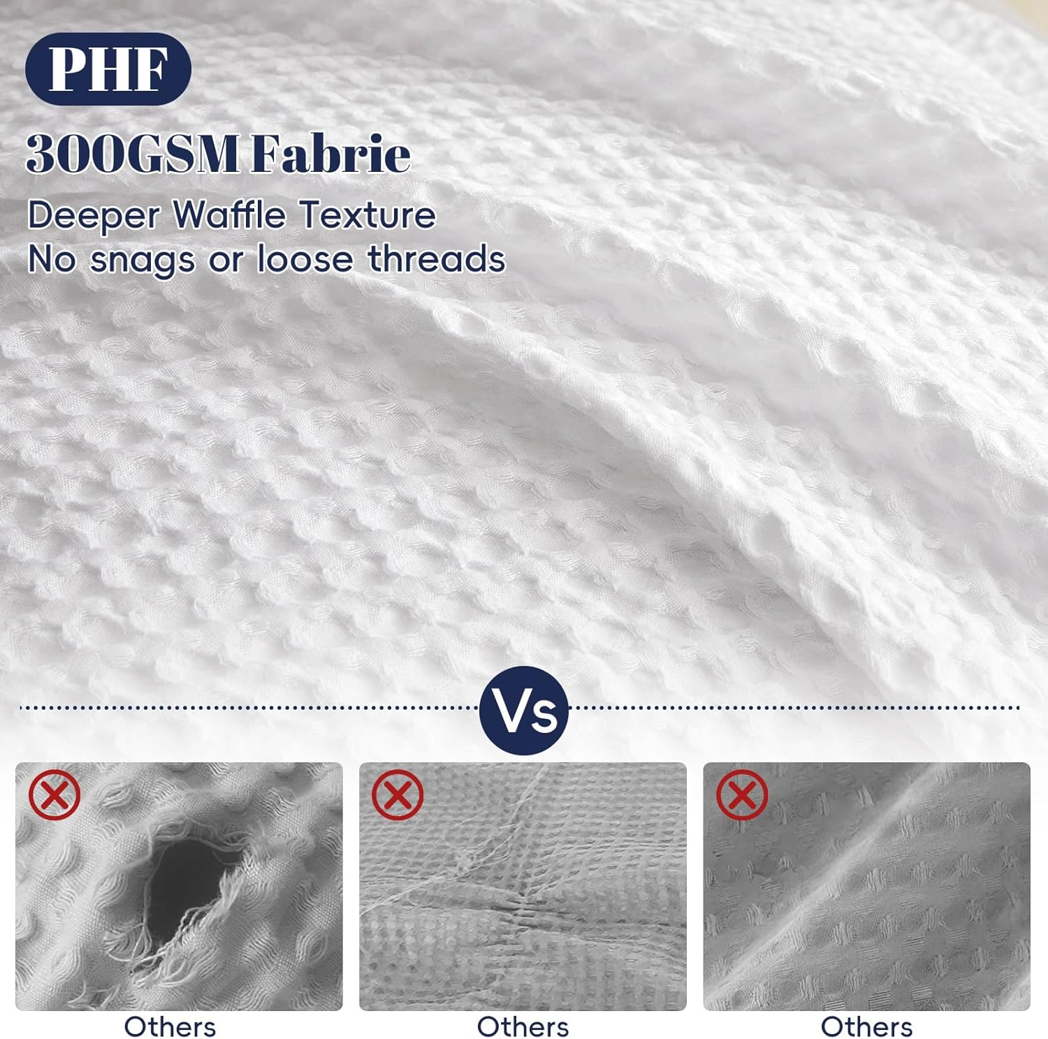 PHF Waffle Weave Duvet Cover Set - Ultra Soft Luxury King Size Bedding | 3-Piece White Set with 2 Pillow Shams (104"x90")