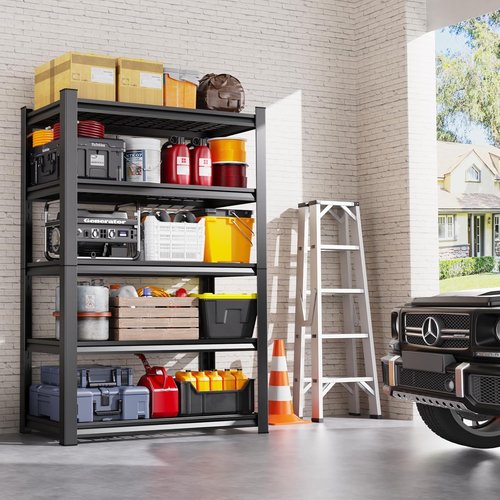Heavy Duty Metal Shelving Unit by Set of 4 | Adjustable 5-Tier Storage Shelves - 3000 lbs Capacity, 71”x46”x18”