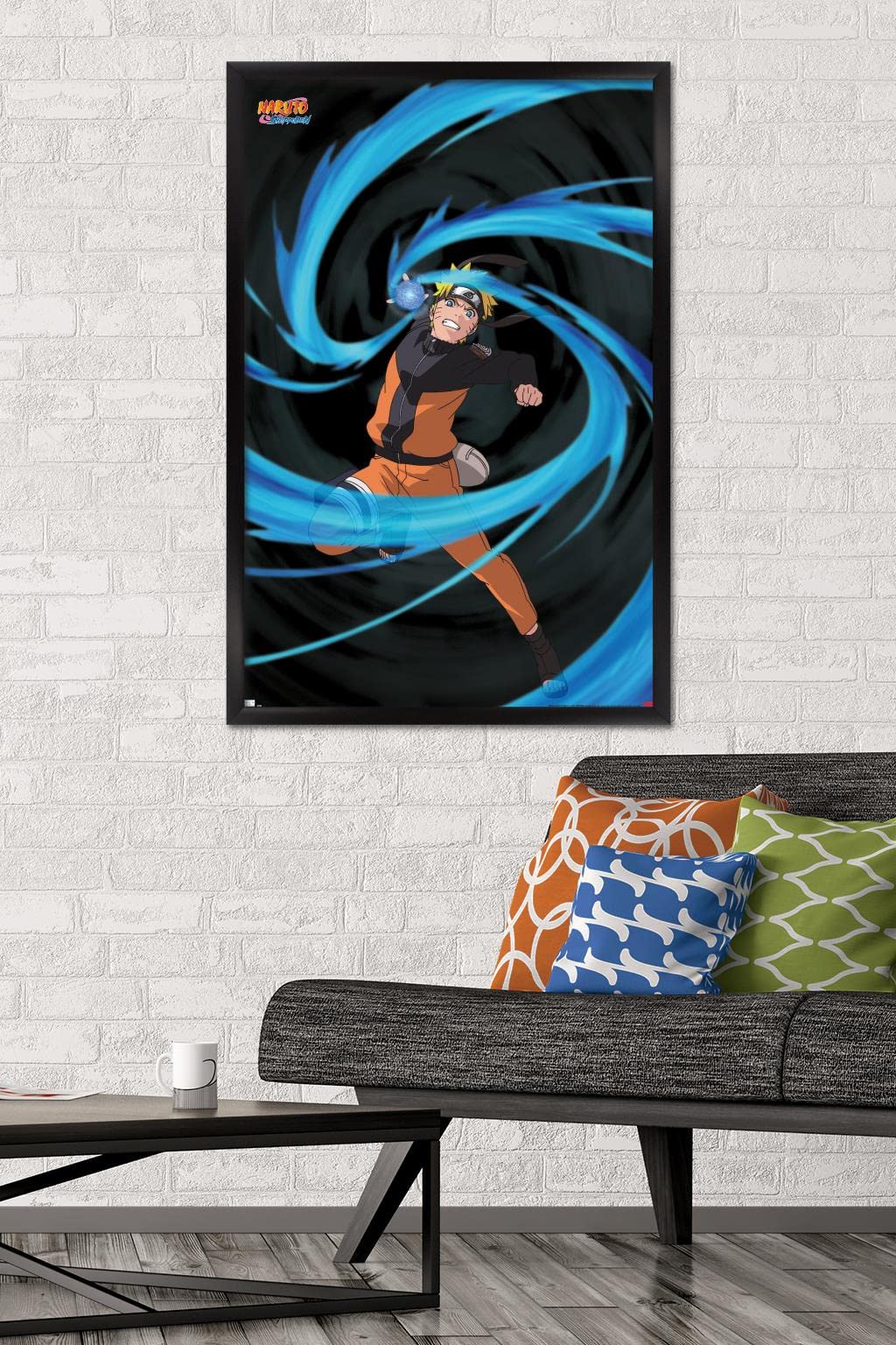 Naruto Shippuden - Naruto Uzumaki Wall Poster, 34L" x 22.4W", Black Framed Version