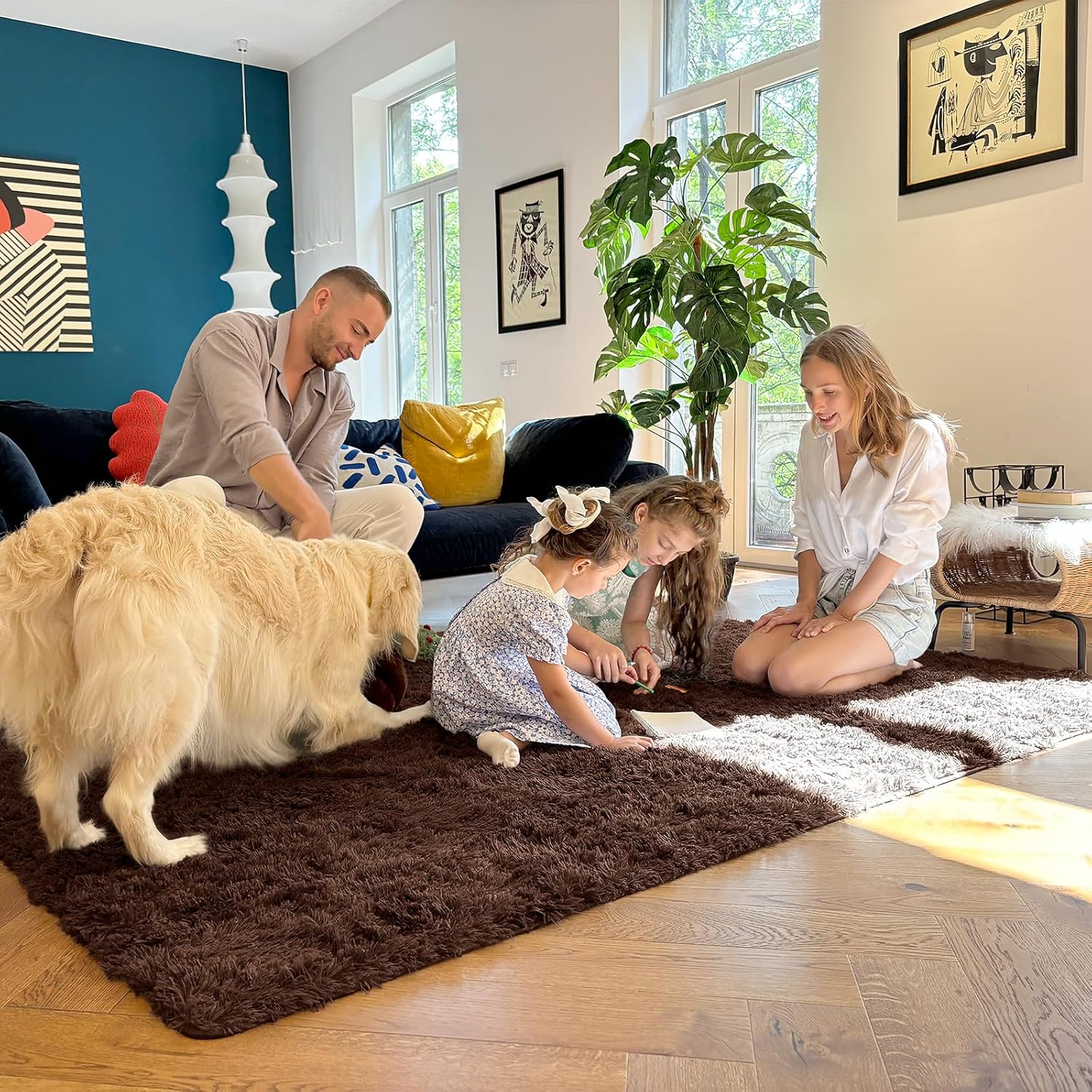 OLANLY Soft Fluffy Shaggy Small Rug - Machine Washable Indoor Carpet for Bedroom & Nursery | 2x2 ft