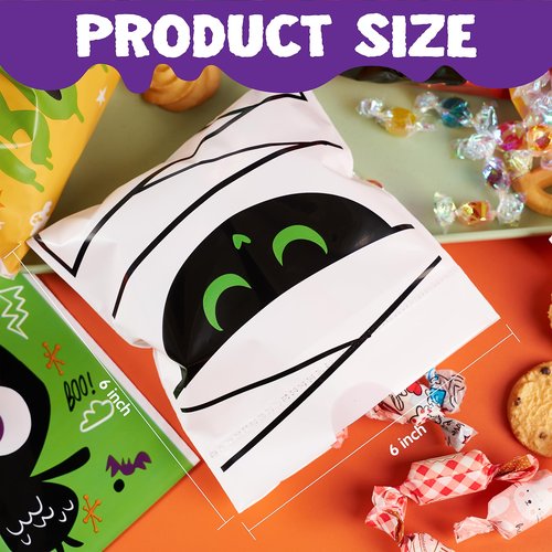JOYIN 108 PCS Halloween Drawstring Treat Bags with 9 Character Designs, Mini Halloween Goodie Candy Bags, Plastic Gift Bag Bulk for Kids Boys Girls Trick or Treating, Party Favor Supplies