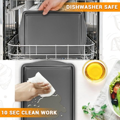 Carbon Steel Baking Pan Set by [Brand Name] - Nonstick Cookie Sheets with Cooling Racks | 13/15/17 Inch, Rust & Warp Resistant