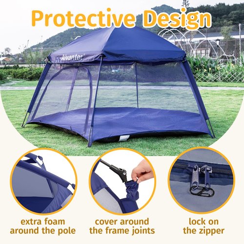 Alvantor® Baby Playpen Pop Up Play Yard 84"x84"x44”Large Kids Play Tent Indoor Outdoor Playhouse Mesh Play Pen, Mosquito Net Playpen Camping Beach Playground for Babies Toddlers Infant, Navy