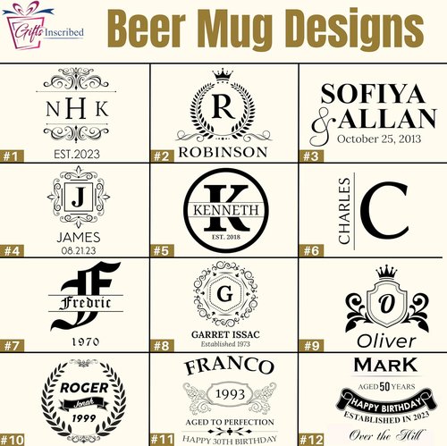 Inscribed Gifts Personalized 16 oz Beer Mug - Custom Engraved Glass for Unique Gifts | Perfect for Dad, Husband, Birthdays, Weddings, Anniversaries, Father's Day