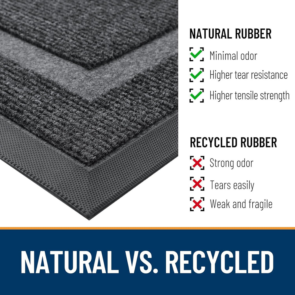 OLANLY Indoor Outdoor Front Door Mat - Waterproof, All-Weather, Easy Clean | 47x23 Inches, Grey