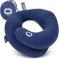BCOZZY Travel Neck Pillow - Patented Double Support for Head, Neck & Chin | Adjustable Size, Navy