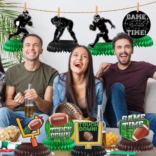 12Pcs Football Party Decorations Football Honeycomb Centerpieces Football Table Centerpiece Supplies for Football Birthday Party Tailgate Game Day Party Decorations Supplies