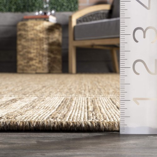 Nuloom Asha Light Brown/Ivory, 5' x 8', Casual, Striped Border, Soft and Cozy, High Traffic, Stain Resistant, Easy Clean, Durable Area Rug for Indoor/Outdoor Patio, Deck, Porch, Garden, Courtyard
