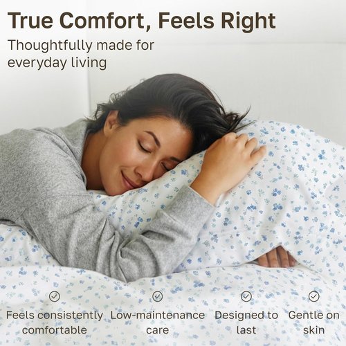 California Design Den Twin XL Cotton Sheet Set - 100% Soft, 400 Thread Count, Award-Winning Floral White/Blue Bedding