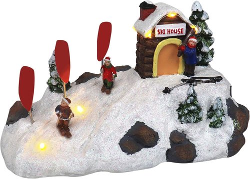 Christmas Village | Pre-Lit Ski Down The Mountain Tabletop Decoration - Perfect Holiday Centerpiece