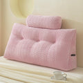 YOUR MOON Wedge Headboard Pillow Twin with 1 Pack Neck Roll Pillow, Triangular Wedge Backrest Pillows Headboard for Bed,Daybed,and Lounging, Large Bed Bolster Pillows,Pink