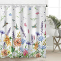 Moutina Hummingbird Floral Shower Curtains for Bathroom, Spring Summer Bathroom Decor Flower Shower Curtain Set - 72x72 Inch Waterproof Fabric Shower Curtain with Hooks Bathtub Curtain