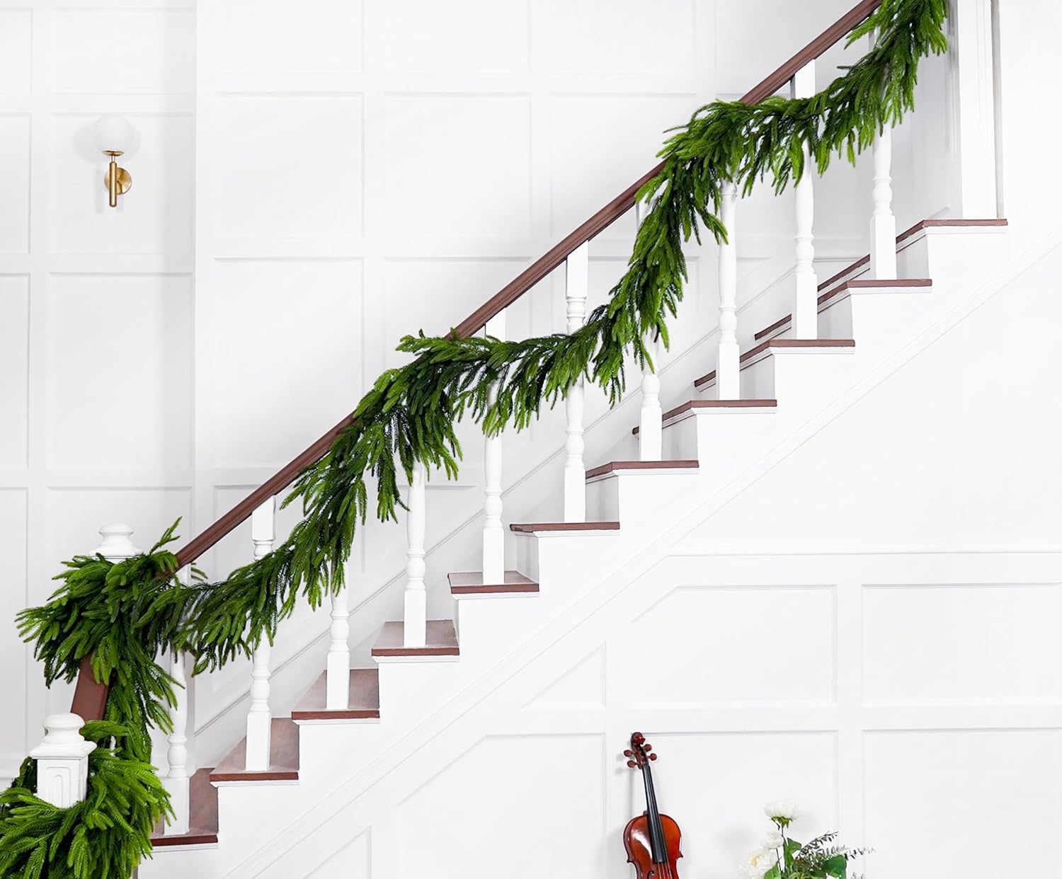 Norfolk Pine | 6 Ft Realistic Christmas Garland - Faux Winter Decor for Mantle, Table, Stairs & More