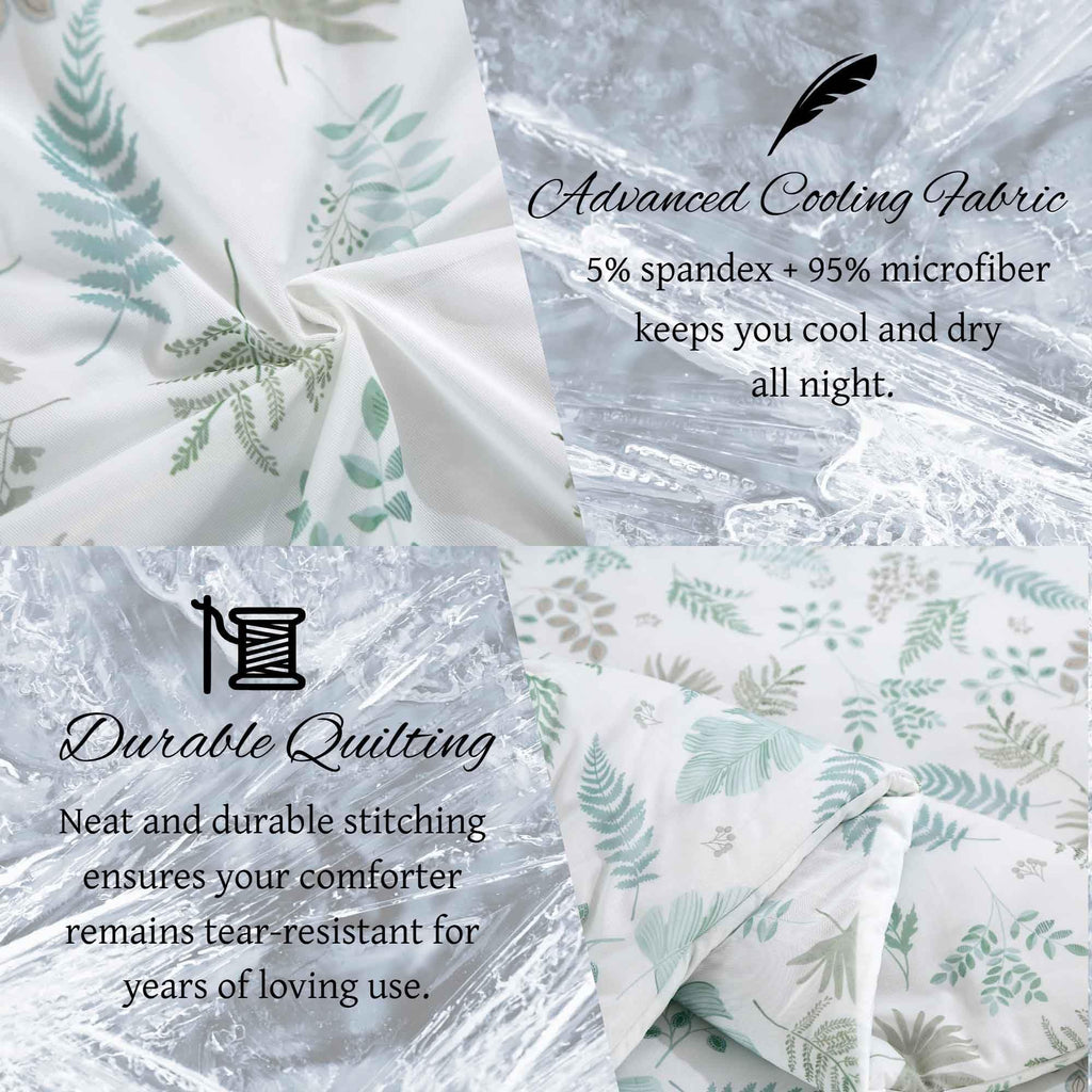SDY 3PCS Silky Leaf Comforter Set Queen,Soft Floral Comforter Set for Boys Girls and Kids with 1Comforter+ 2Pillowcases