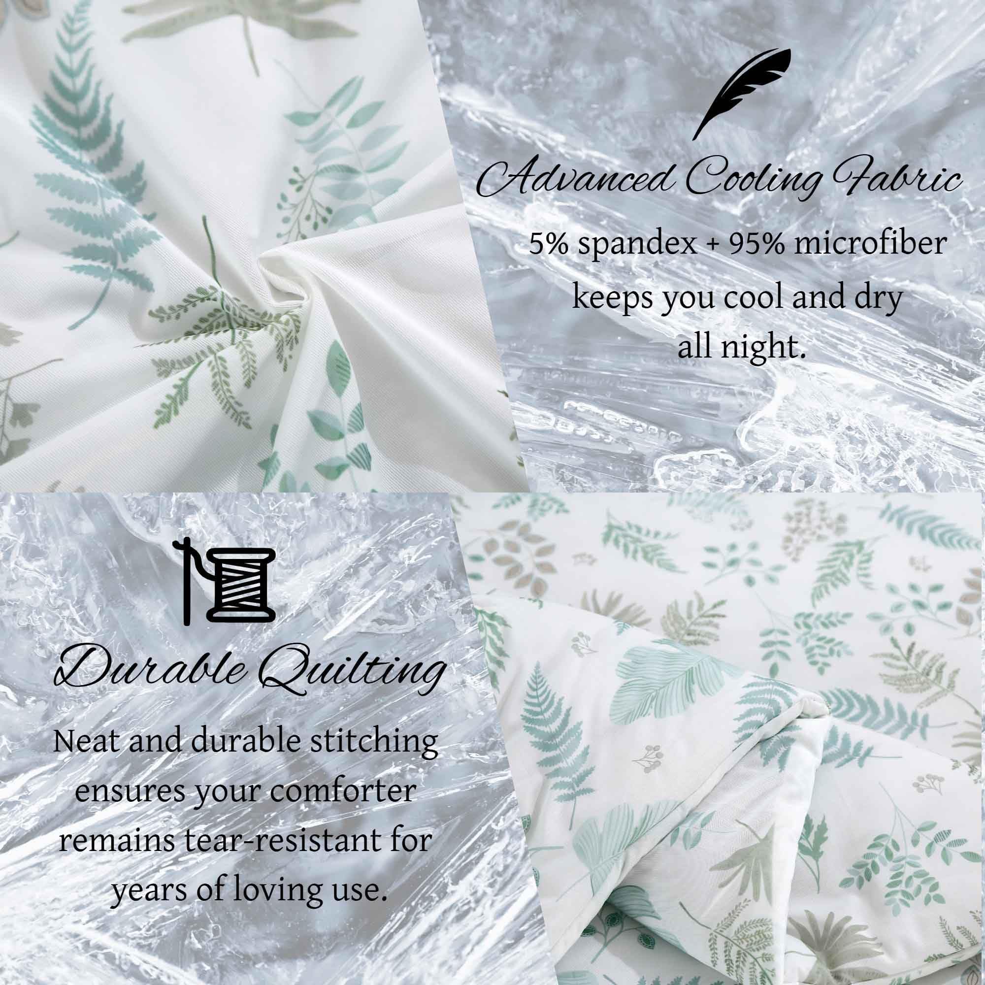 SDY 3PCS Silky Leaf Comforter Set Queen,Soft Floral Comforter Set for Boys Girls and Kids with 1Comforter+ 2Pillowcases