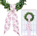 Whaline Pink Flower Wreath Sash - Chinoiserie Floral Garland Ribbon for Holiday Home Decor | 2 Pcs