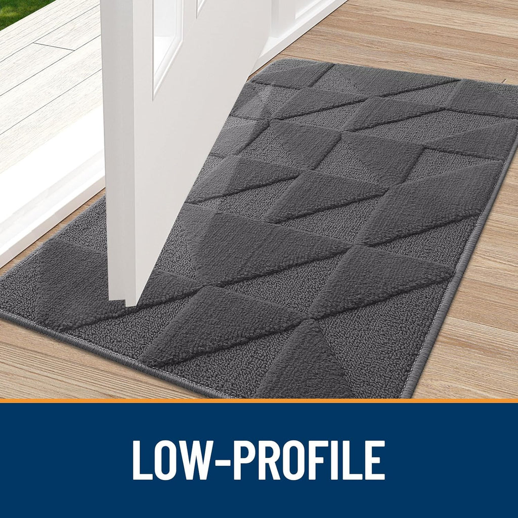 OLANLY Indoor Door Mat - Non-Slip, Absorbent & Washable | Low-Profile Entryway Doormat (32x20 inches, Dark Grey)