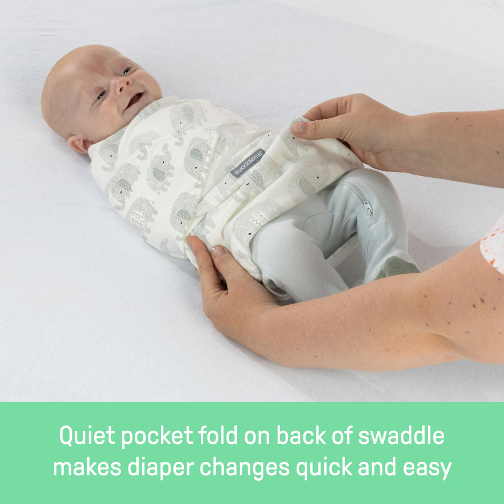 SwaddleMe by Ingenuity Monogram Collection Baby Swaddle, 100% Cotton, Improves Sleep & Calms Startle Reflex, 0-3 Months, Pocket Fold Design for Easy Changes, 1.0 TOG, 1-Pack - Sunset Space