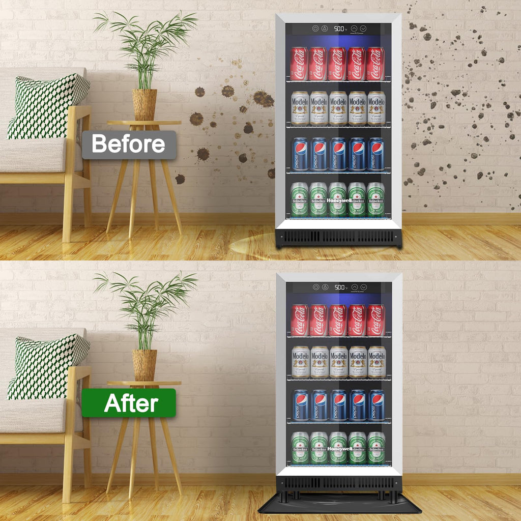 Mini Fridge Silicone with Raised Edge, 24"x 24" x 0.8" Mini Fridge Mat for Freezer Protect From Appliance Leaks Water Spills, Under Refrigerator Mat Easy to Clean (Black)