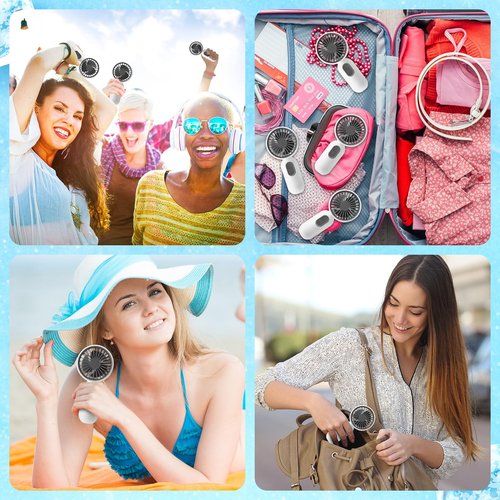 Rossesay 12 Pack Mini Portable Handheld Fan Bulk for Travel 3 Speeds, Rechargeable USB Battery Operated, Small Personal Eyelash Fans for Women Men Indoor Outdoor(White,Classic Style)