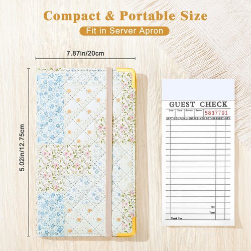 Server Book, Waitress Book with Zipper Pocket, Cute Server Books for Waitress with Pen Holder, Leather Serving Books Fits Servers Aprons