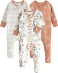Yoofoss Baby Pajamas - 100% Organic Cotton Sleepers for Newborns | 3-Piece Footed PJs Set