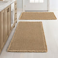 MIULEE Waffle Bathroom Rugs Set of 2 - Non-Slip, Ultra Soft, Super Absorbent Mats | Brown, 18x30 Inch