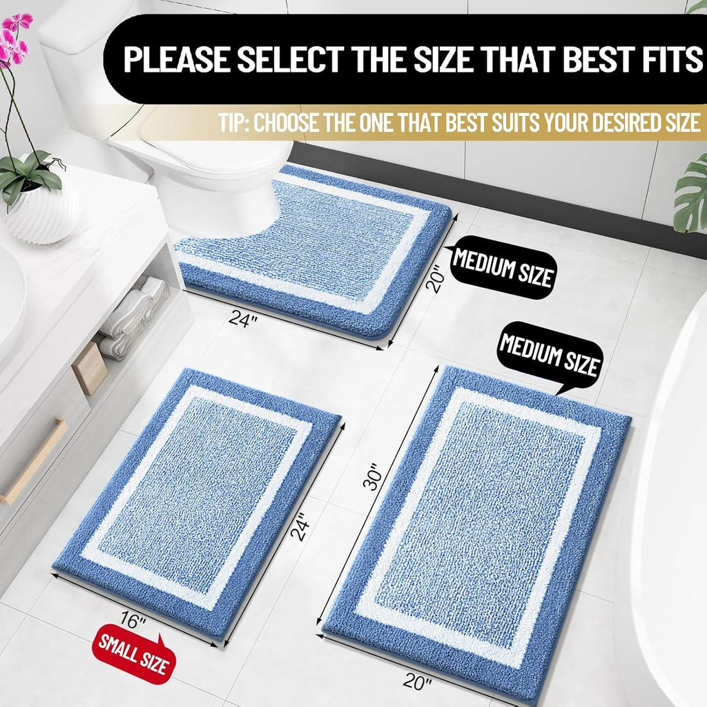 OLANLY Bathroom Rugs - Extra Soft Microfiber Bath Mat | Non-Slip, Machine Washable, Quick Dry (24x16, Blue)