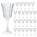 LEYIQU Plastic Wine Glasses 10oz Vintage Goblets Unbreakable Reusable BPA-Free Stemmed Drinking Glasses for Easter Parties, Weddings & Events Leaf-Patterned (Set of 24, Clear)