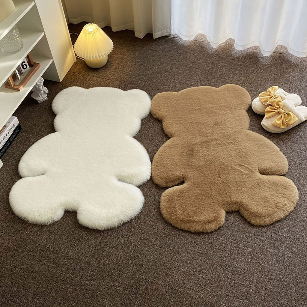 TENNOLA 2ft Small Bear Shag Rug, Soft Fluffy Faux Sheepskin Fur Rug Fuzzy Shaggy Area Rug Cute Plush Carpet for Nursery Kids Girls Bedroom Room Aesthetic Living Room Floor Home Decor, Brown