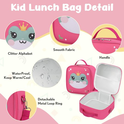 Bento Lunch Box Kids with 9oz Soup Thermo, Kids Leakproof Lunch Food Containers with 4 Compartment, Insulated Lunch Bag for Girls Boys to School Travel