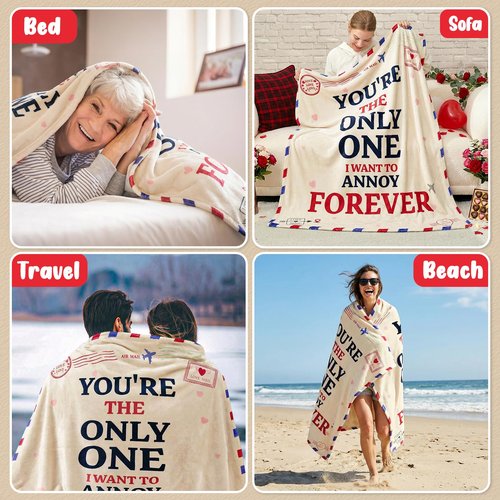 OurWarm Anniversary Couple Gifts for Women, Soft Fleece Throw Blanket 50x60 in, Birthday Wedding Romantic Gifts for Wife Husband Girlfriend Boyfriend, I Love You Present Gift for Him Her