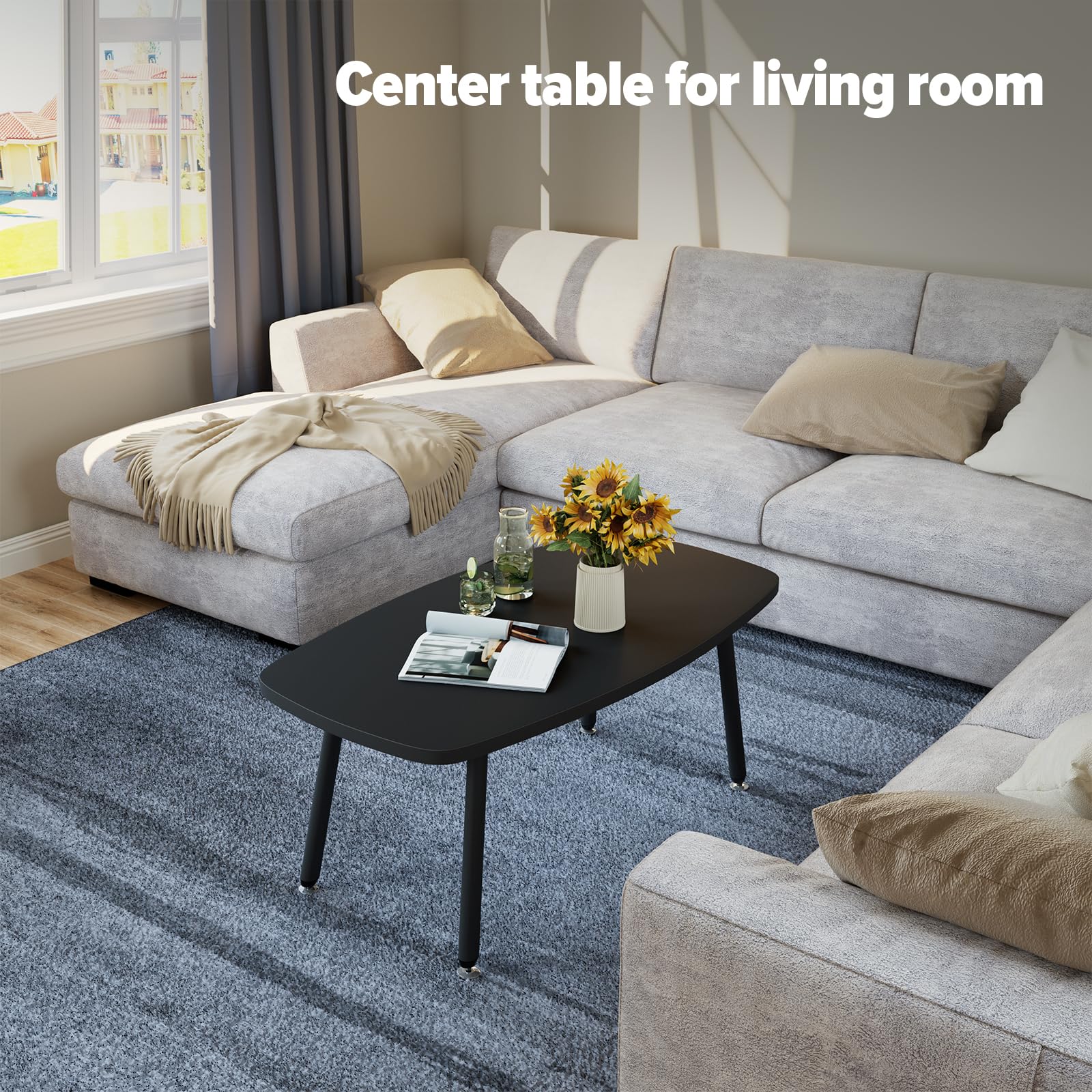 WOHOMO Folding Coffee Table White Small Coffee Tables for Living Room Portable Simple Modern Center Table for Small Spaces, No Assembly, 31.5 * 15.7 * 17.7IN, White Htp