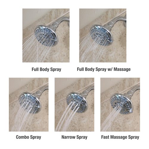 Danco 1.8GPM 5-Spray Water-Saving Shower Head with Adjustable Swivel Ball Joint in Chrome (12017)