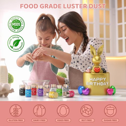 Cherrysea Luster Dust Edible Shimmer Powder - 15g Food Grade Cake Dust for Cocktails & Decorations | Rose Gold