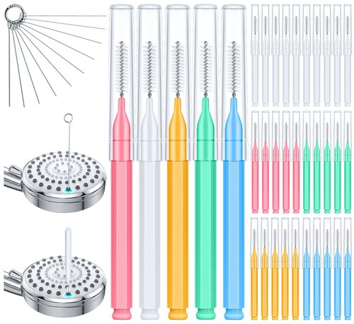 Lumkew 40 Pcs Shower Head Cleaner Picks,Multiple Shower Head Cleaning Brush for Small Hole, Nozzle unclogger Tool for Showerhead with Storage Box
