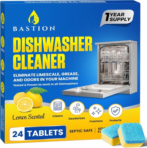Dishwasher Cleaner Tablets - Heavy Duty Lemon-Scented Descaler Pods | 24 Tablets for Optimal Performance