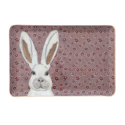 Creative Co-Op 2-Piece Enameled Metal Trays with Patterns, Animal Images and Gold Edges, Multicolor