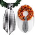 Skiennix Wreath Sash - Elegant Black White Checkered Plaid Bow Ribbon for Year-Round Home Decor (5.12" x 54.33")