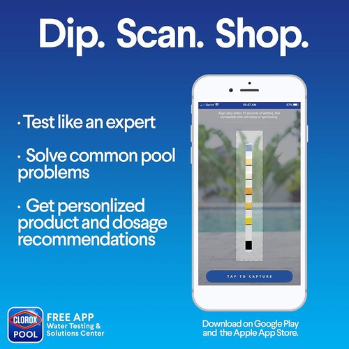 Clorox Pool&Spa My Pool Care Assistant - 50 Test Strips for Accurate Pool Water Testing