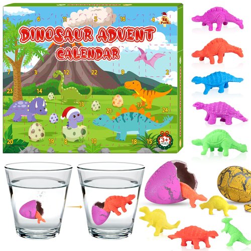 Kids Dinosaur Advent Calendar 2025, 24 Days Christmas Countdown Advent Calendar Novelty Dino Toys, Ideal Xmas Surprise Gifts for Boys Girls Teens Age 3 4 5 6