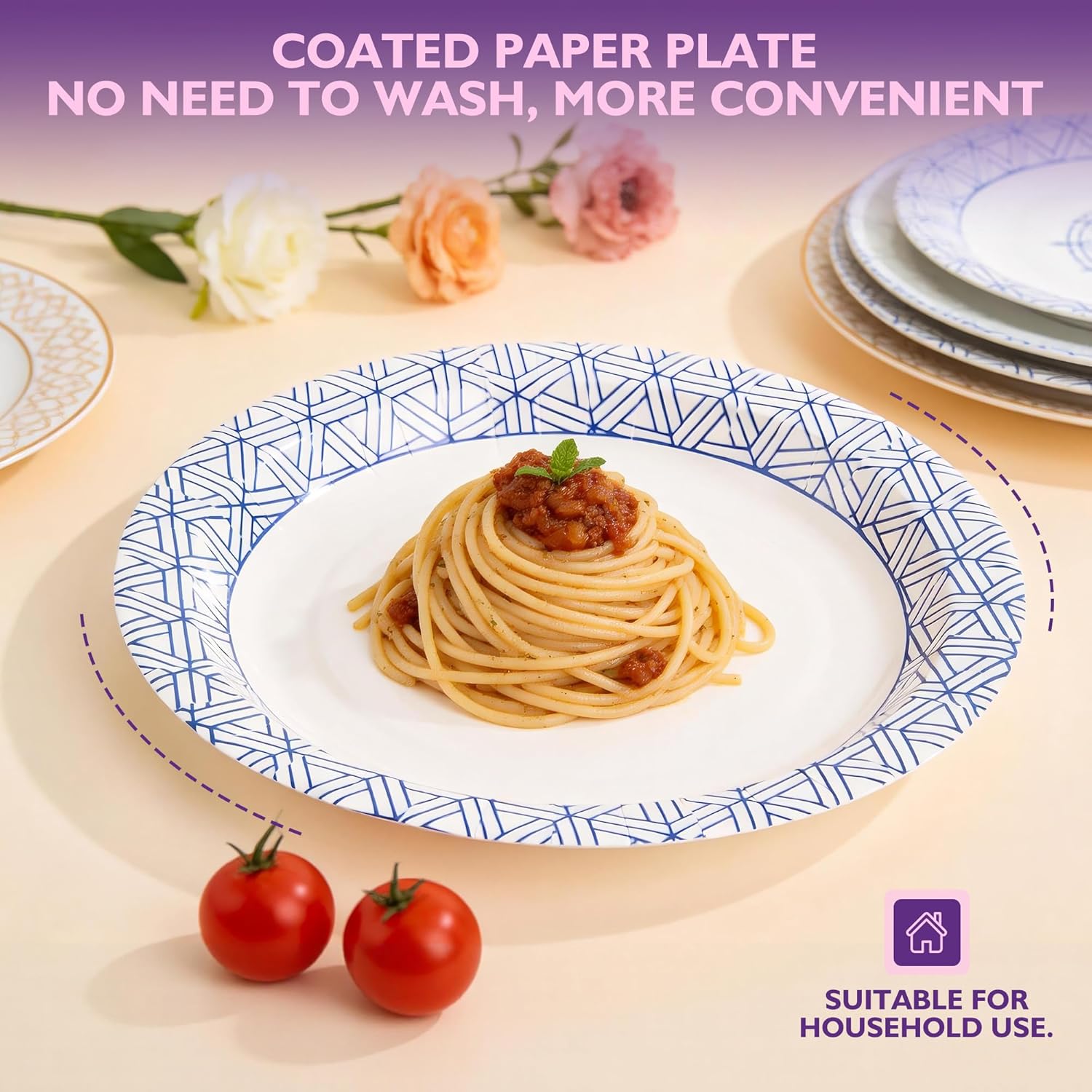 Regine Switzerland Disposable Paper Plates - Heavy Duty, Soak Proof, 8.5 Inch, 300 Count for Parties & Picnics