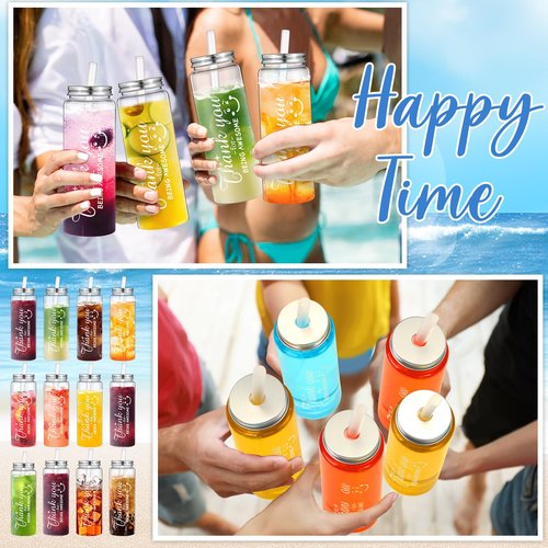 LemonRoad 48 Pcs Employee Thank You Gifts Bulk Plastic Cups 17 oz Valentines Appreciation Inspirational Gifts for Staff Coworker Team Teacher Reusable Thank You Acrylic Skinny Tumblers with Lid Straw