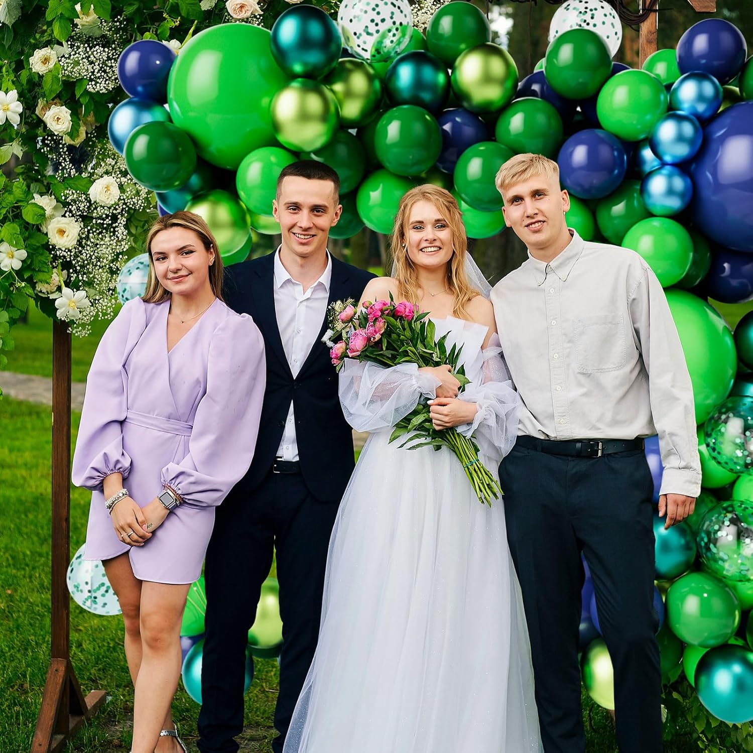 Skiennix Balloon Garland Arch Kit - Dark Blue & Green Latex Balloons | Confetti Balloons for Weddings & Parties