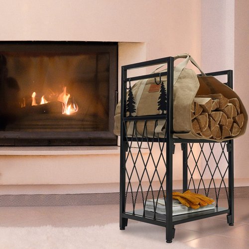 TwentyNext Firewood Log Carrier Waxed Canvas Tote Bag with Handles, Heavy Duty Firewood Holder Fireplace Wood Stove Accessories for Camping,BBQ Indoor & Outdoor